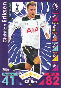 Christian Eriksen Tottenham Hotspur 2016/17 Topps Match Attax #303